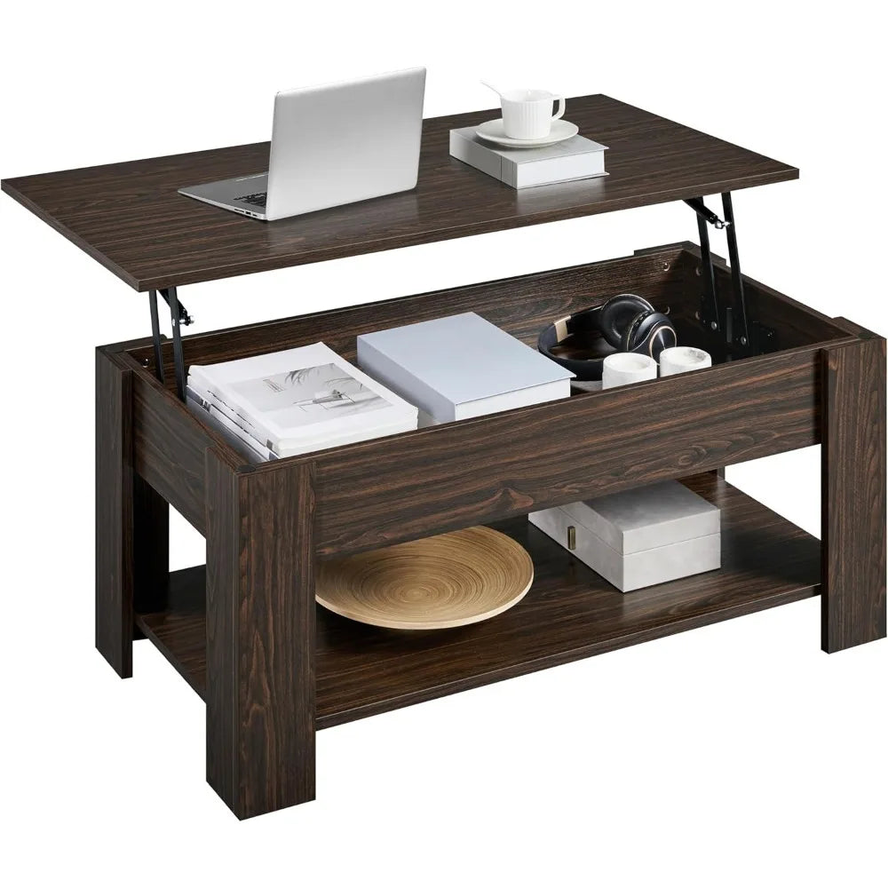 Lift-Top Coffee Table With Hidden Storage Modern Design