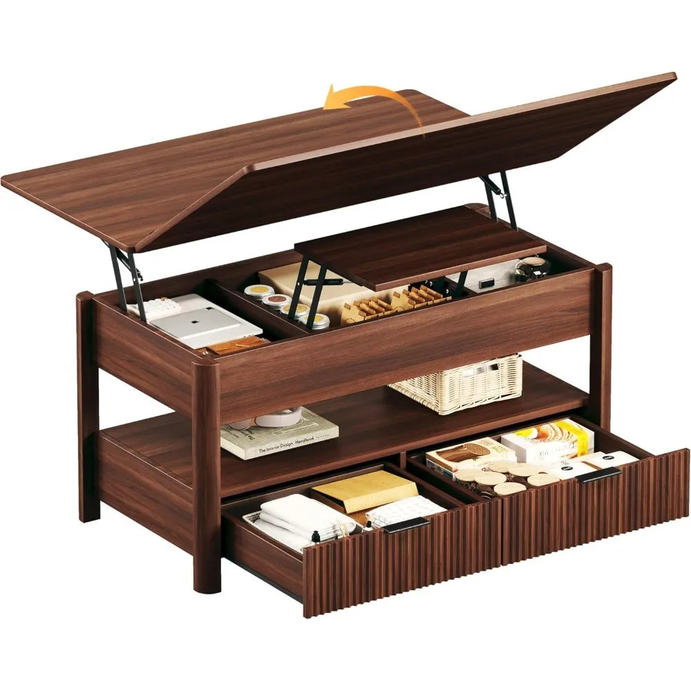 Durable Lift Top Coffee Table With 4-In-1 Storage Drawers