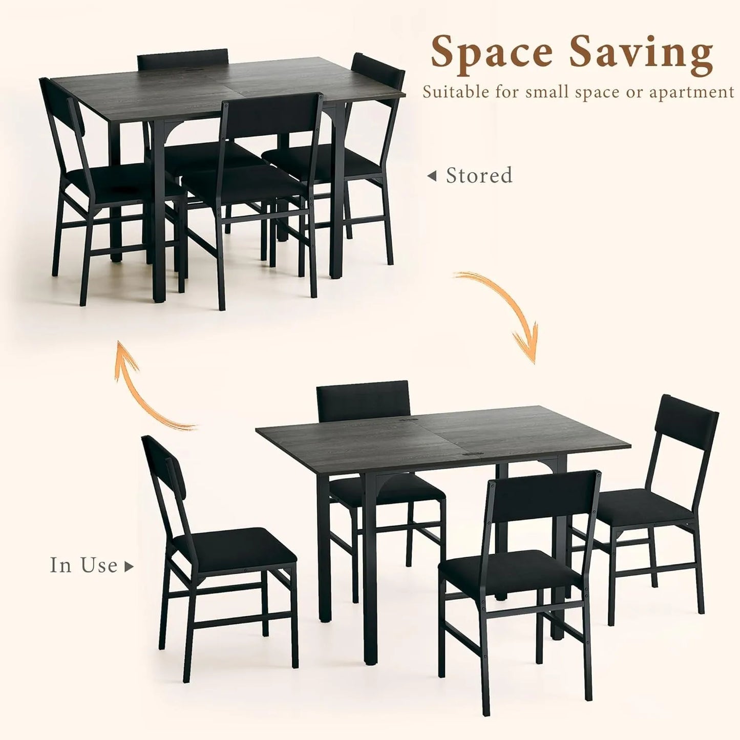Extendable Dining Table Set For Four With Cushioned Chairs
