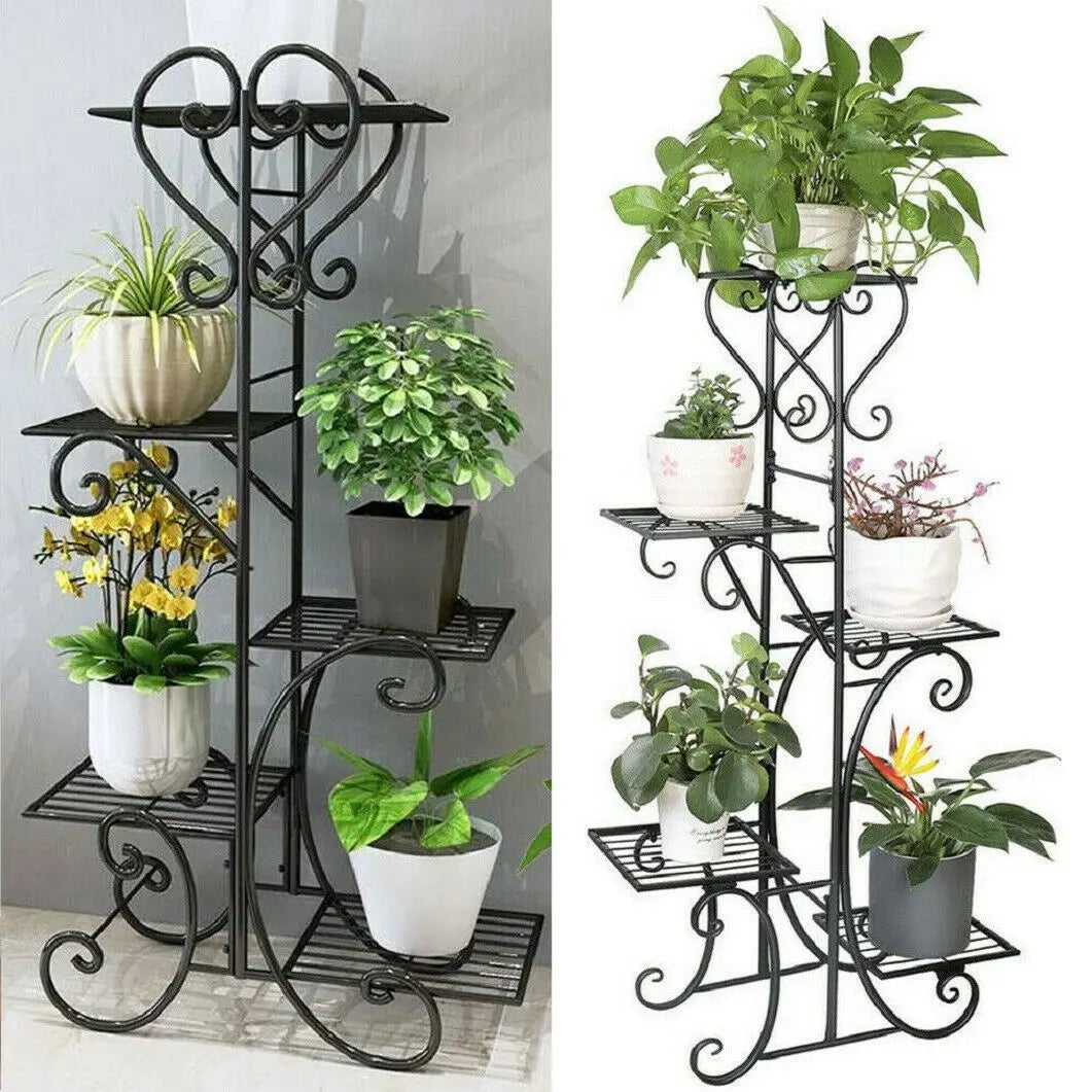 BINGOPAW Six Tier Plant Stand Indoor Iron Display Rack Outdoor