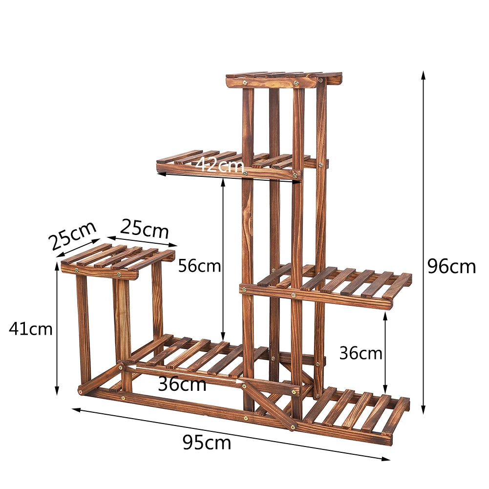 Wisfor Six-Tier Wood Plant Stand Shelf for Indoor Outdoor Plants