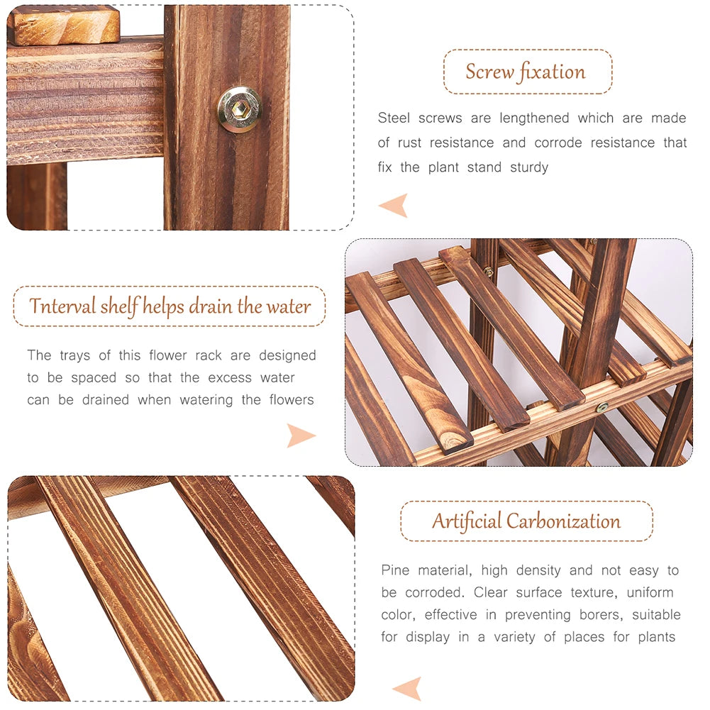 Wisfor Six-Tier Wood Plant Stand Shelf for Indoor Outdoor Plants