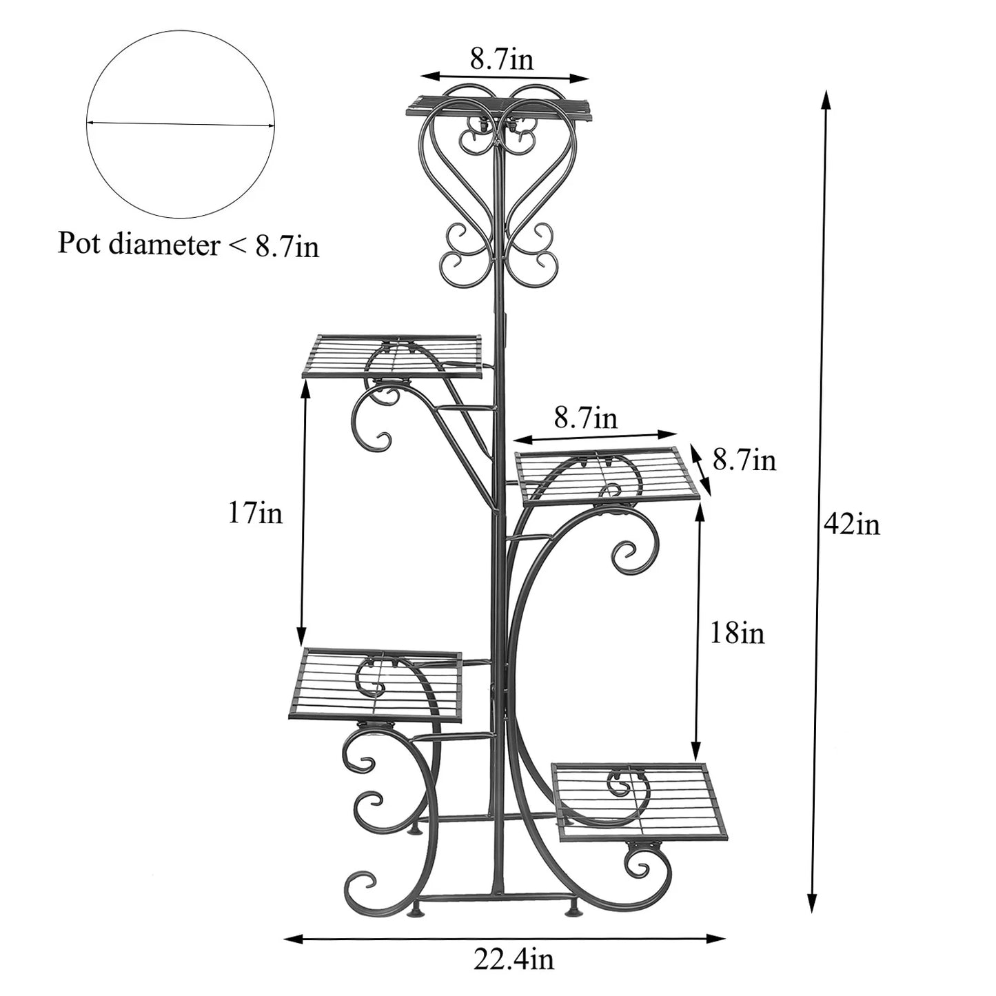 BINGOPAW Six Tier Plant Stand Indoor Iron Display Rack Outdoor