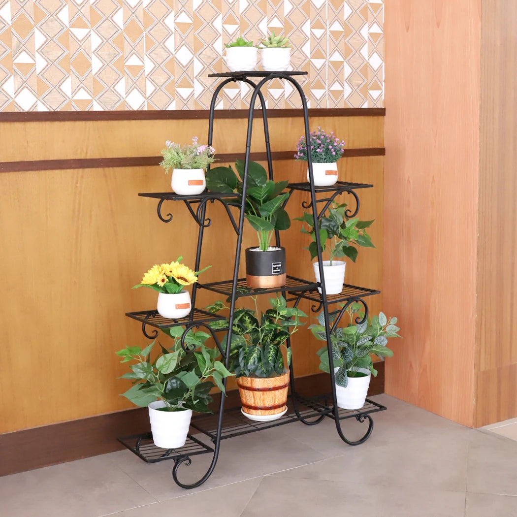 BINGOPAW 9 Tier Metal Plant Stand Indoor Outdoor Shelf