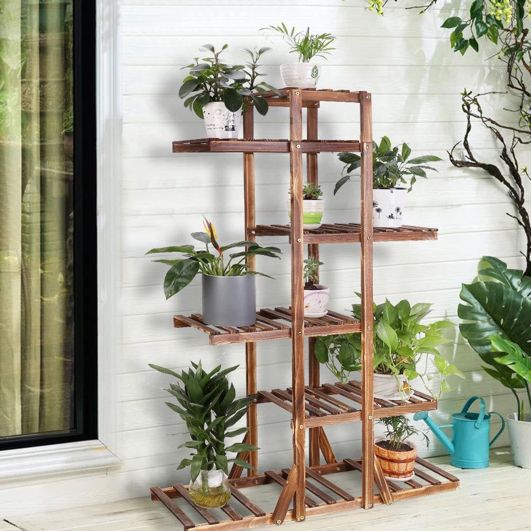 BINGOPAW Six Tier Wooden Plant Stand For Elegant Flower Display