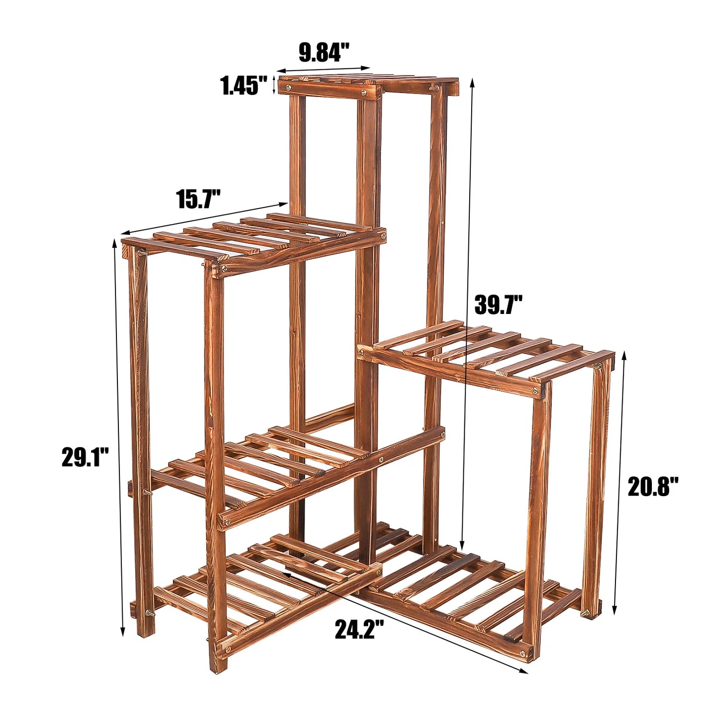 BINGOPAW 6-Tier Plant Corner Stand Indoor Outdoor Wood Shelf