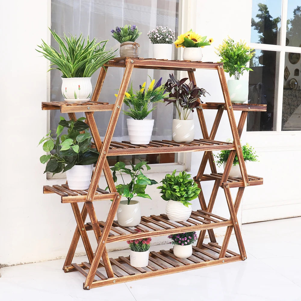 8-Tier Wood Plant Stand Large Capacity Flower Shelves