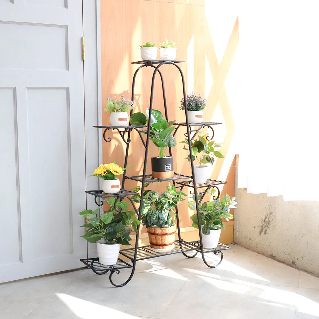 BINGOPAW 9 Tier Metal Plant Stand Indoor Outdoor Shelf