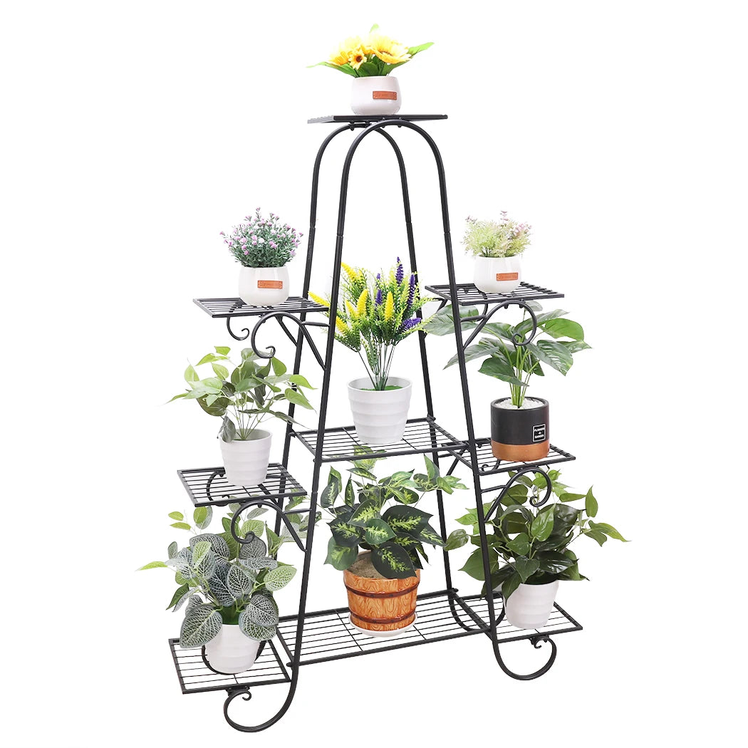 BINGOPAW 9 Tier Metal Plant Stand Indoor Outdoor Shelf