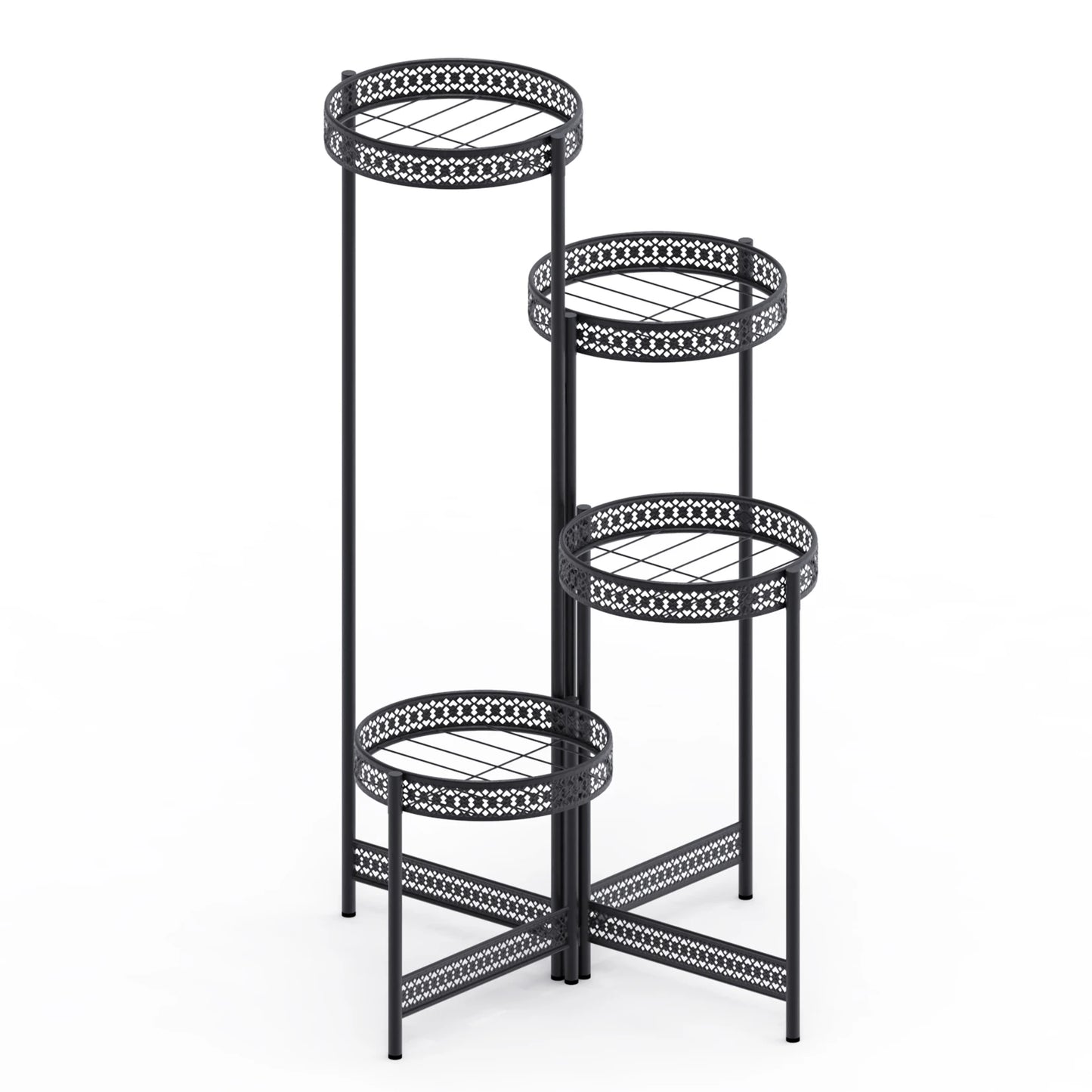 BINGOPAW 4-Tier Metal Plant Stand For Indoor And Patio