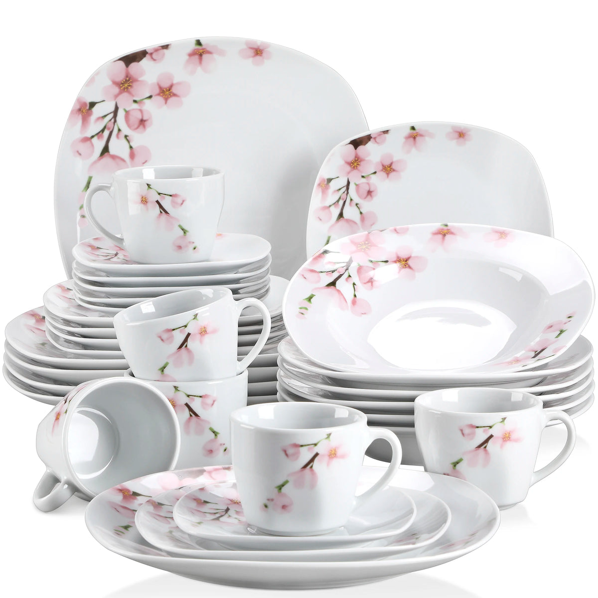 Malacasa Ceramic Porcelain Dinnerware Set With Cups And Plates