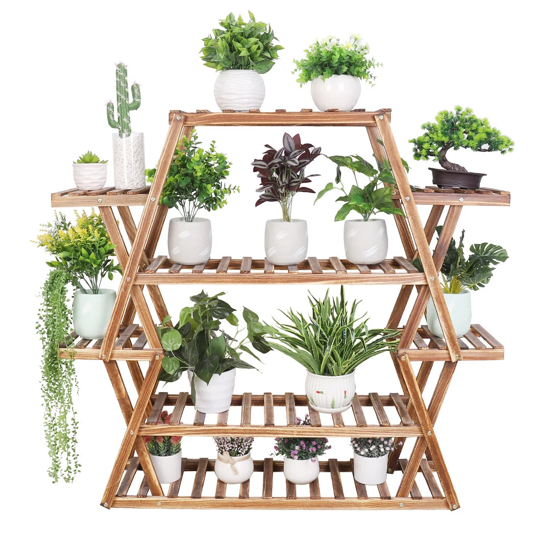 8-Tier Wood Plant Stand Large Capacity Flower Shelves