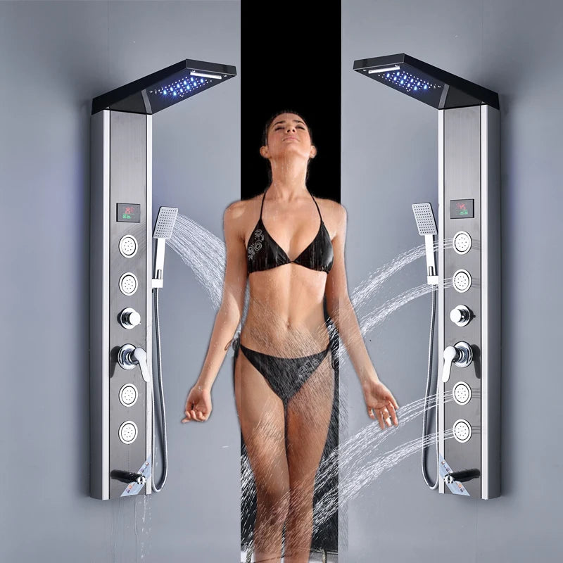 Shinesia LED Shower Panel With Rainfall And Massage Jets
