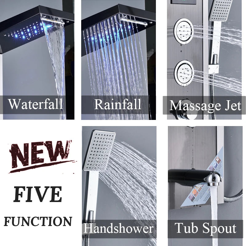 Shinesia LED Shower Panel With Rainfall And Massage Jets