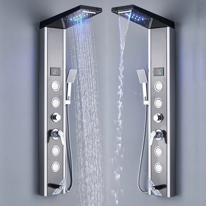 Shinesia LED Shower Panel With Rainfall And Massage Jets