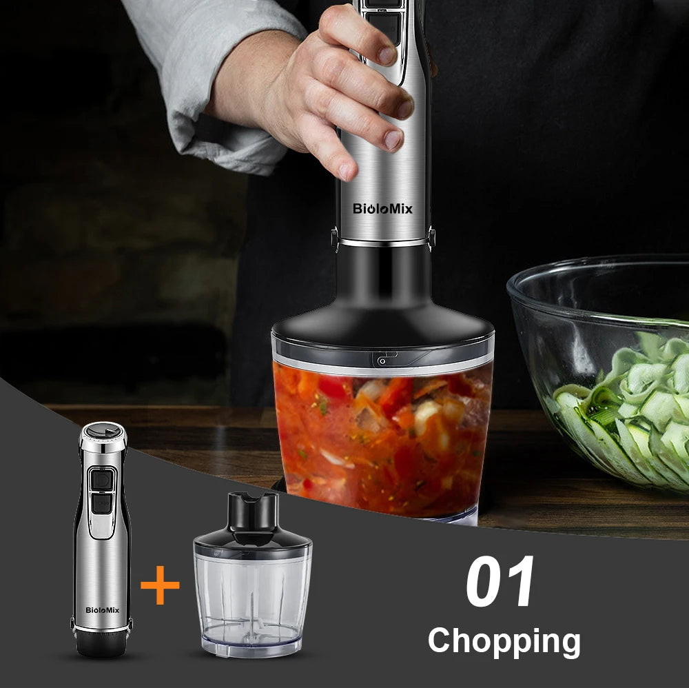 Biolomix 1200W Immersion Hand Blender With Chopper And Cup