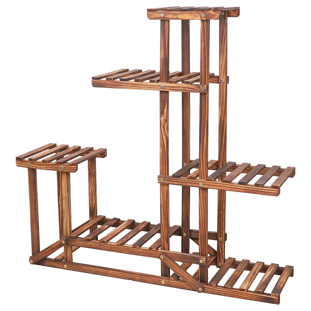 Wisfor Six-Tier Wood Plant Stand Shelf for Indoor Outdoor Plants