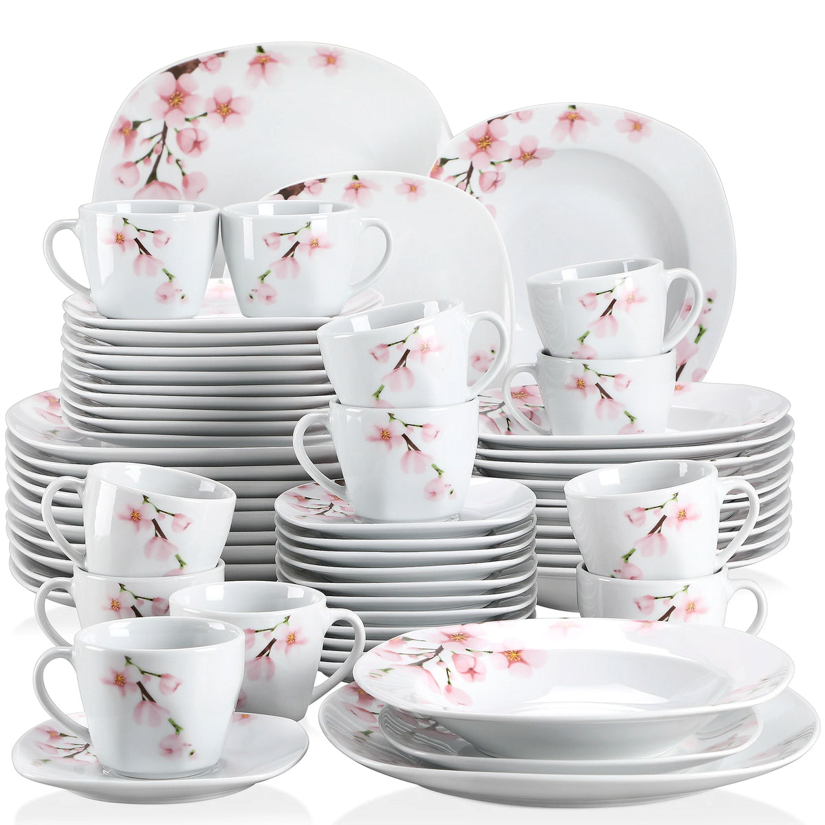 Malacasa Ceramic Porcelain Dinnerware Set With Cups And Plates