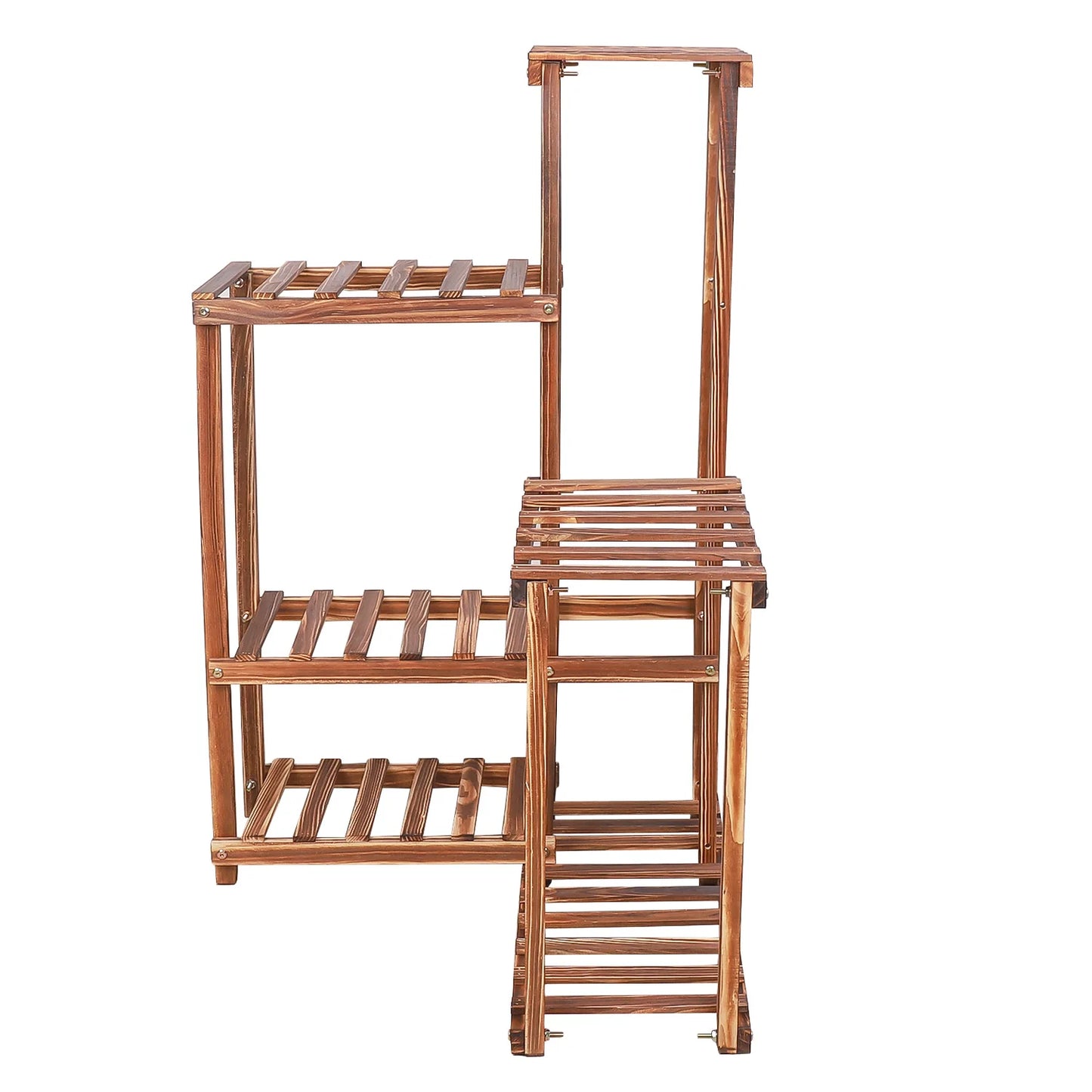 BINGOPAW 6-Tier Plant Corner Stand Indoor Outdoor Wood Shelf