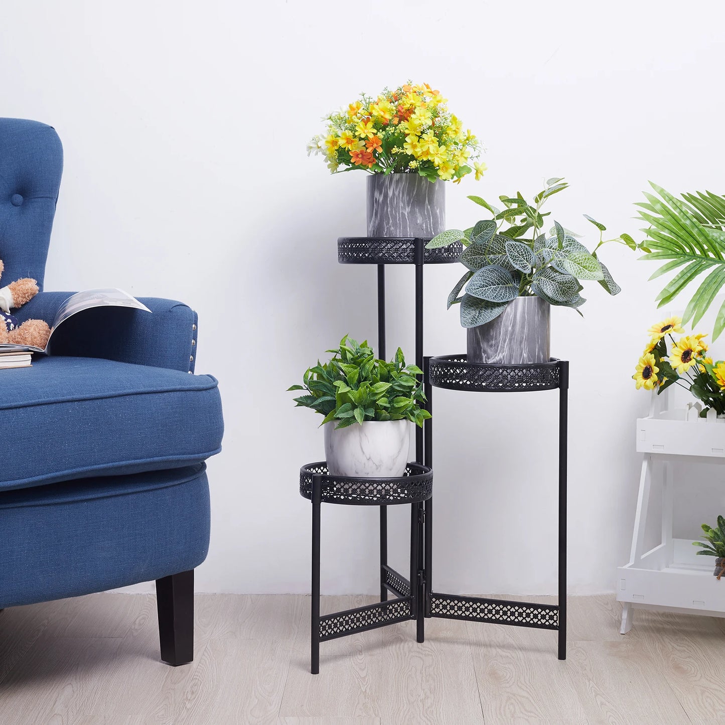 BINGOPAW 4-Tier Metal Plant Stand For Indoor And Patio