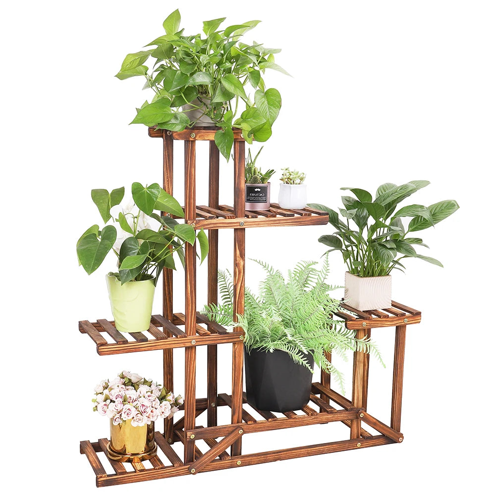 Wisfor Six-Tier Wood Plant Stand Shelf for Indoor Outdoor Plants
