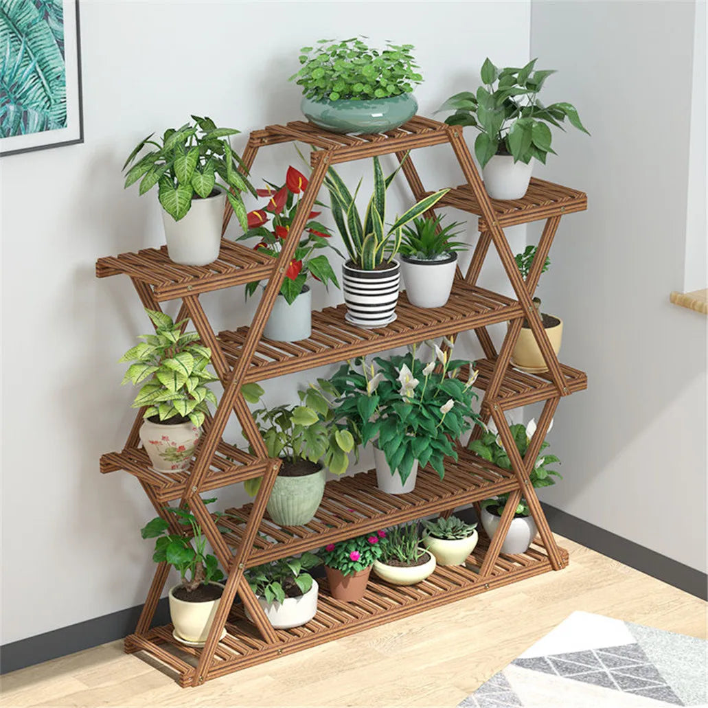 8-Tier Wood Plant Stand Large Capacity Flower Shelves