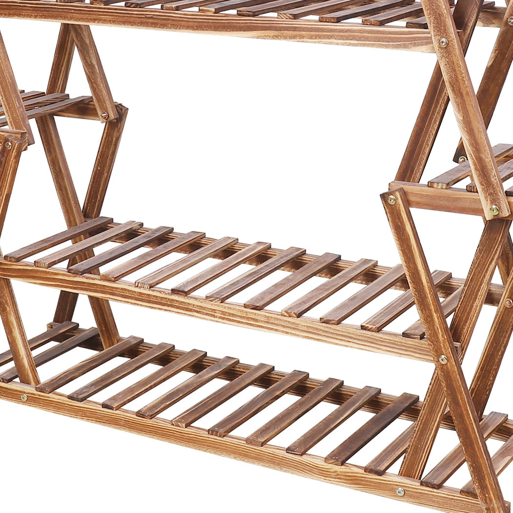 8-Tier Wood Plant Stand Large Capacity Flower Shelves