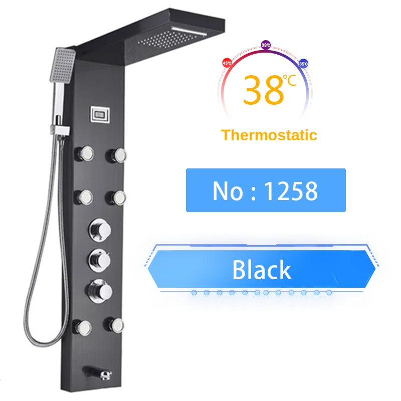 Shinesia LED Shower Panel With Rainfall And Massage Jets