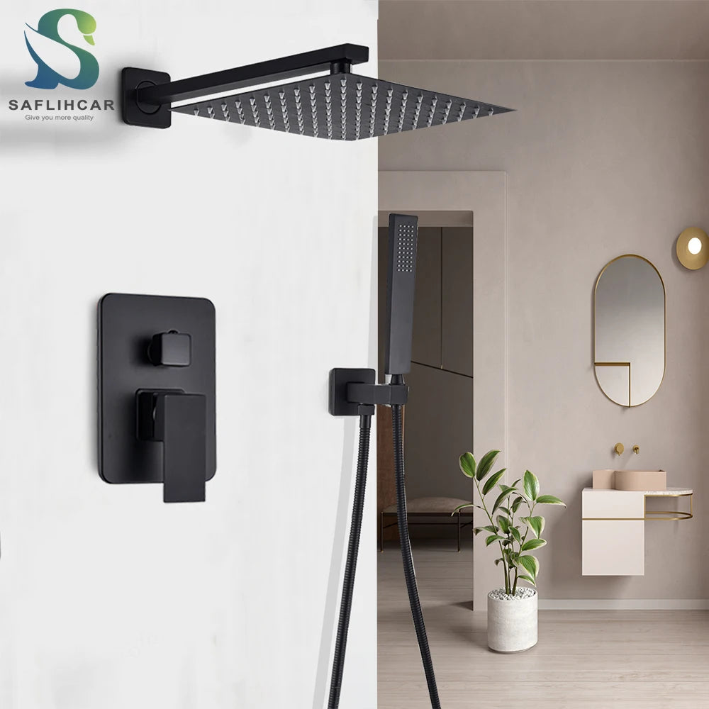 SAFLIHCAR Concealed Rainfall Shower System With Bathtub Mixer Set