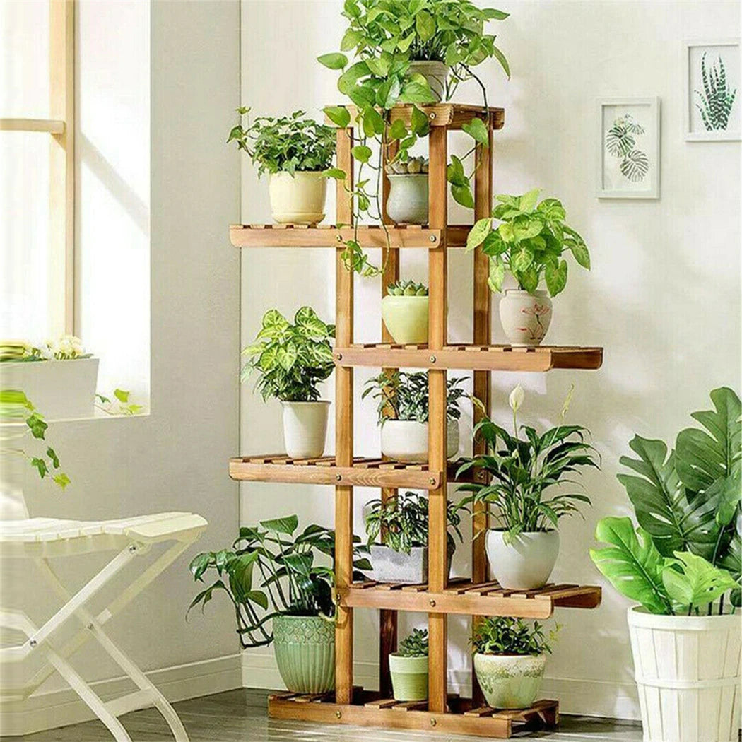 BINGOPAW Six Tier Wooden Plant Stand For Elegant Flower Display