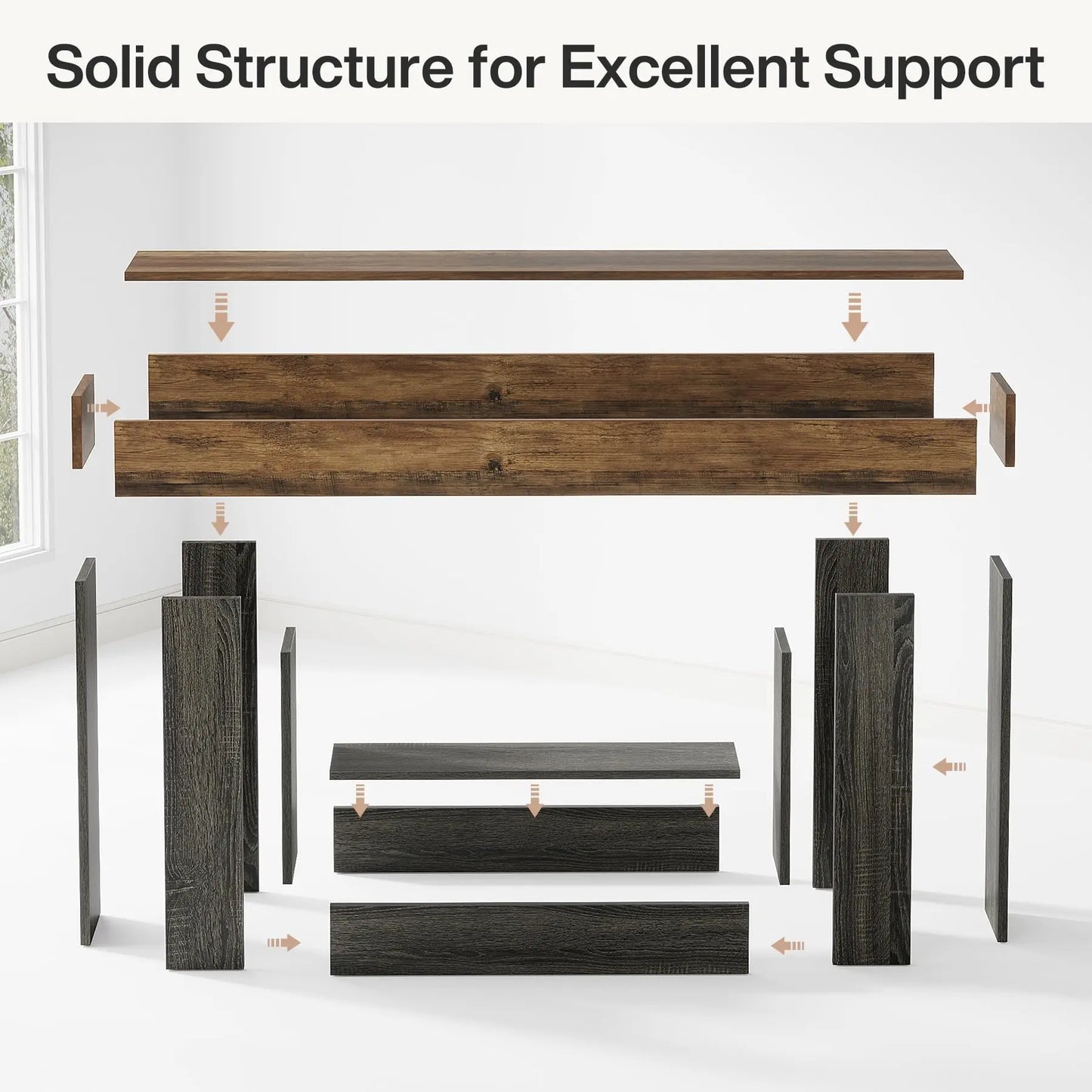 Little Tree Farmhouse Console Table 2 Tier U Shaped Base