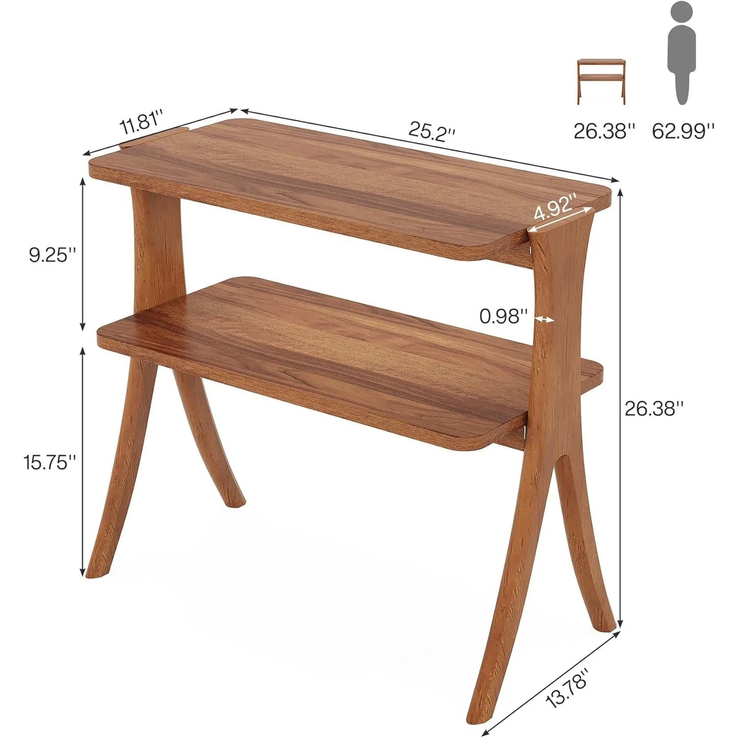 Little Tree Farmhouse Side Table With Two Tier Storage