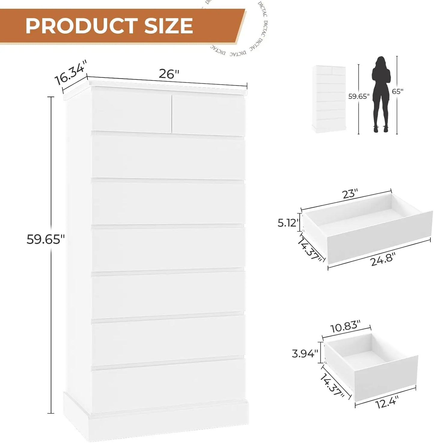 Bedroom Dresser With Eight Drawers Modern Wood Storage