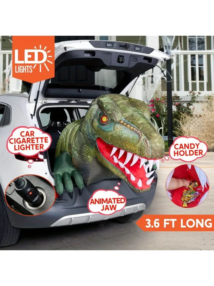 Animated Halloween Inflatable Dinosaur With LED Lights For Yard Decor