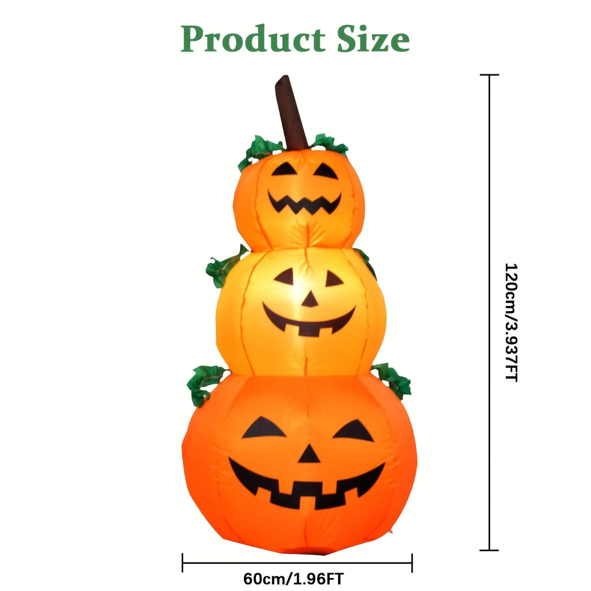 LED Halloween Inflatable Stacked Pumpkins With Built In Lights Decor