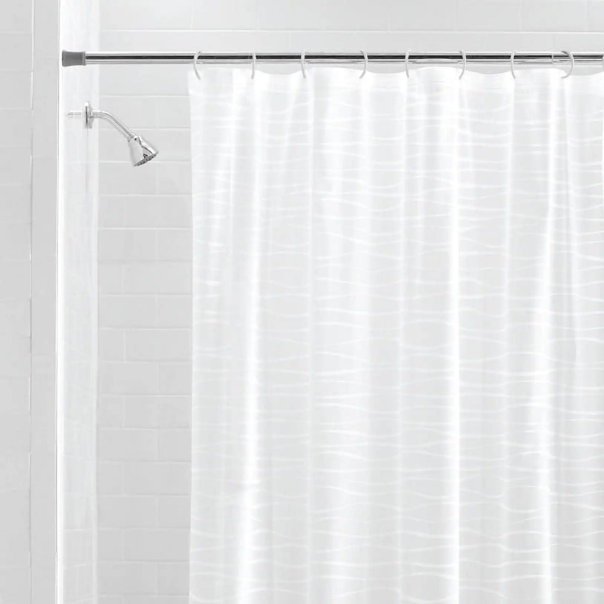Waterproof PEVA Striped Shower Curtain Set with 12 Hooks