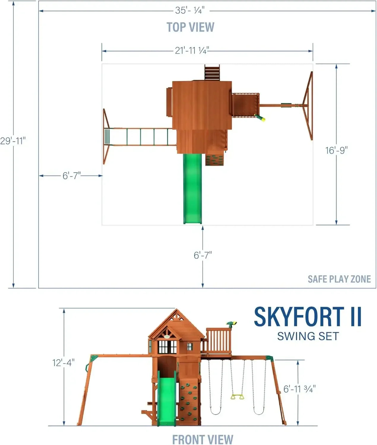 Cedar Wood Swing Set With Wave Slide And Crow's Nest
