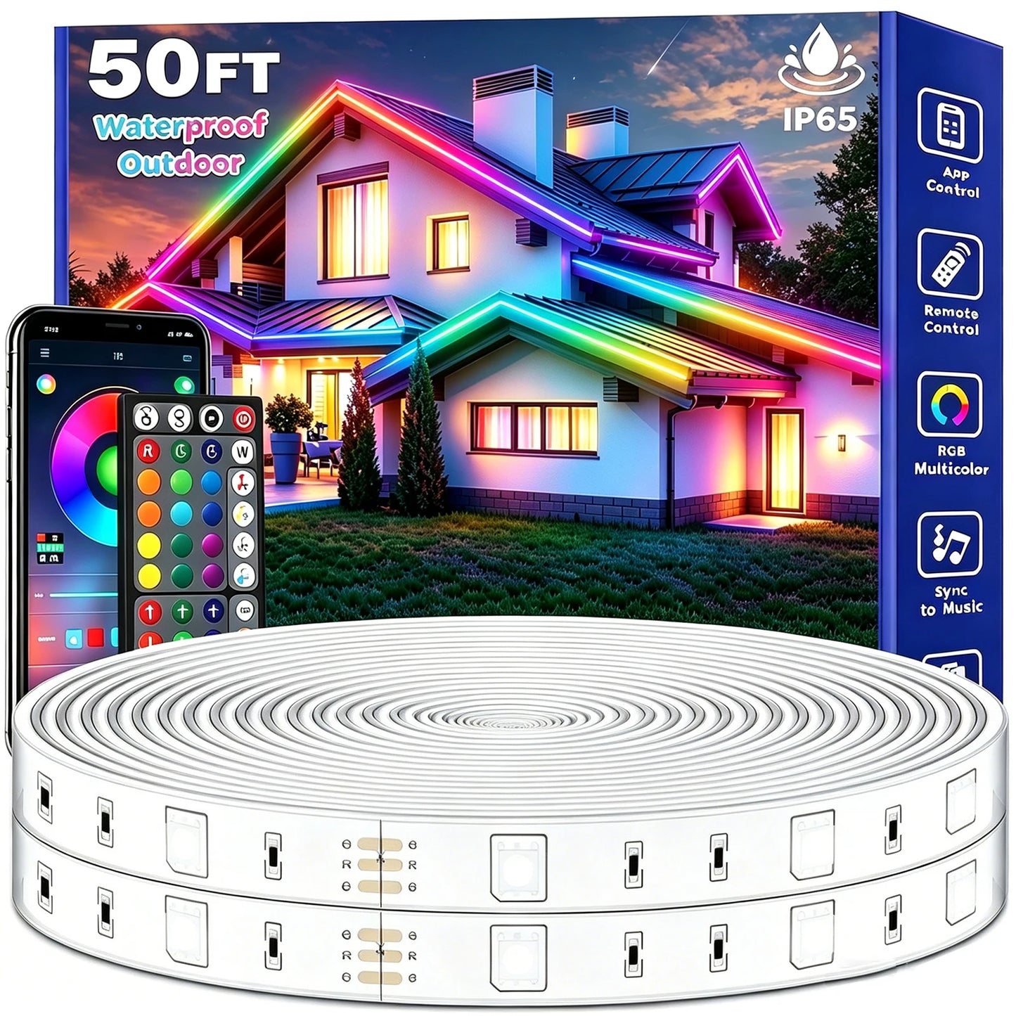 AILBTON Outdoor IP65 RGB LED Strip Lights With App Control