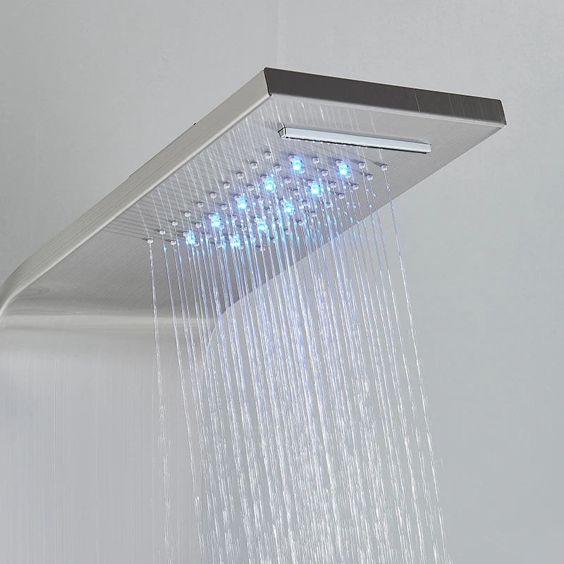MYQualife Stainless Steel Shower Panel with LED Hot Cold Controls