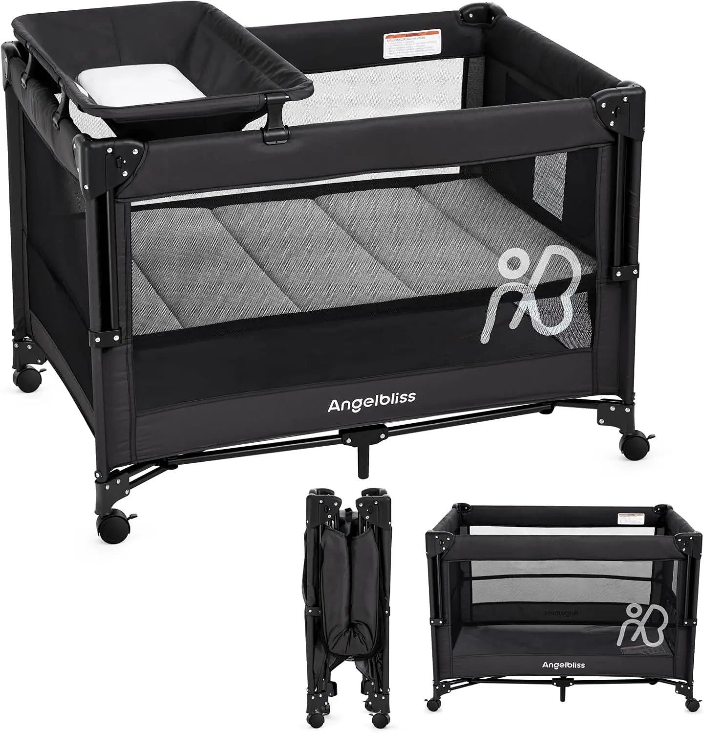 Portable Baby Bassinet Bedside Crib With Mattress And Diaper Changer