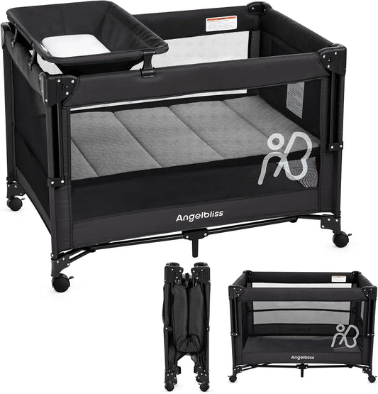 Portable Baby Bassinet Bedside Crib With Mattress And Diaper Changer
