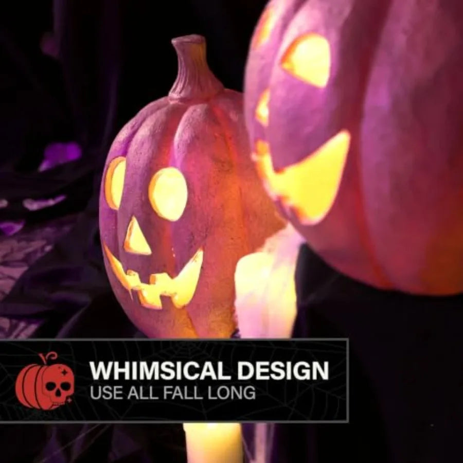 Lighted LED Jack O Lantern Halloween Decorations with Flickering Glow
