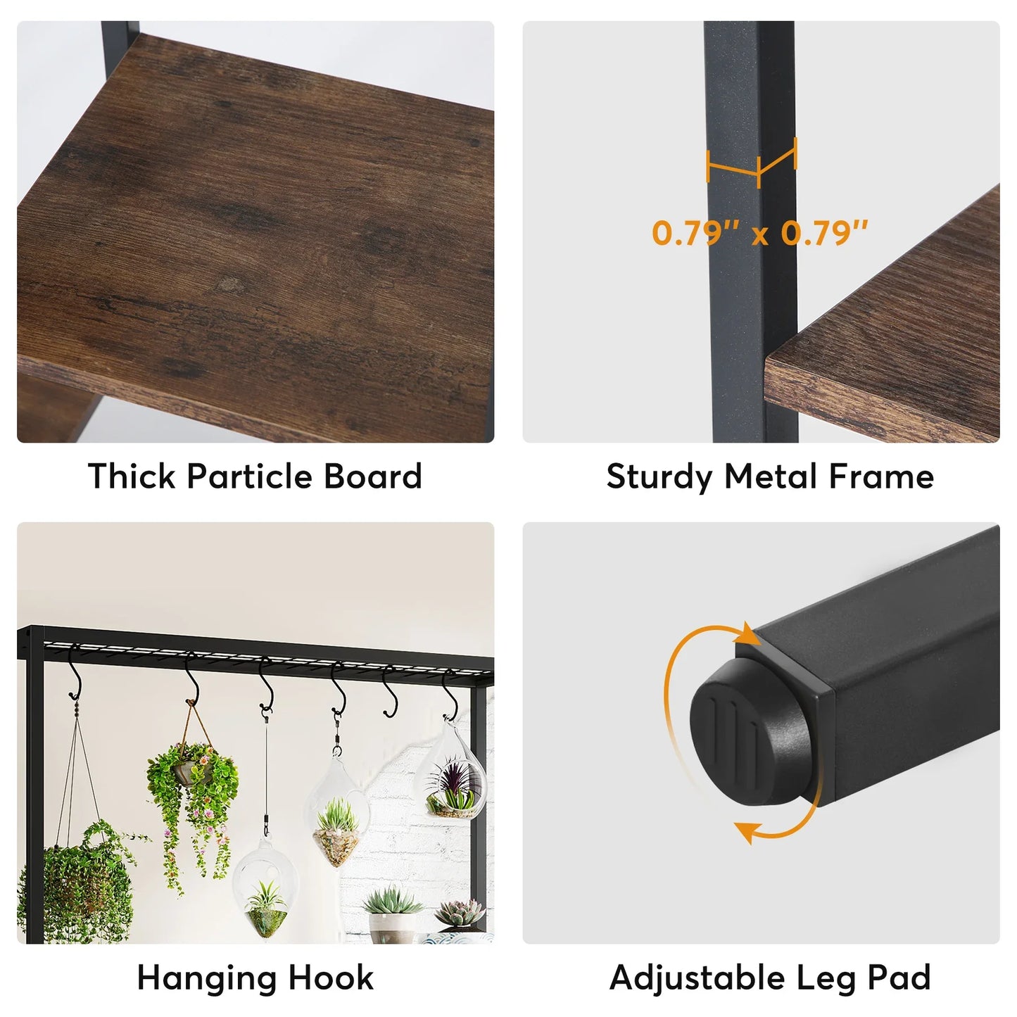 Tribesigns 5-Tier Indoor Plant Stand With Hanging Hooks