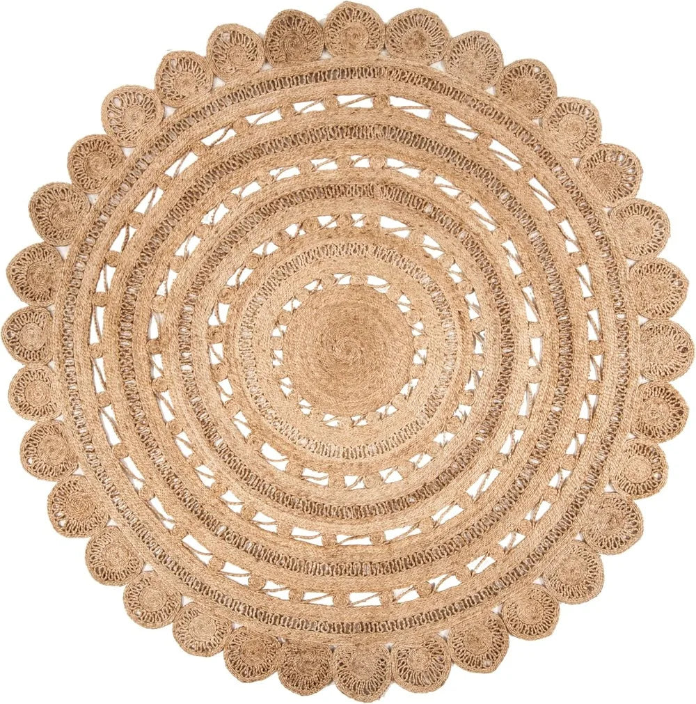 Handmade Boho Jute Area Rug For Living Room And Bedroom