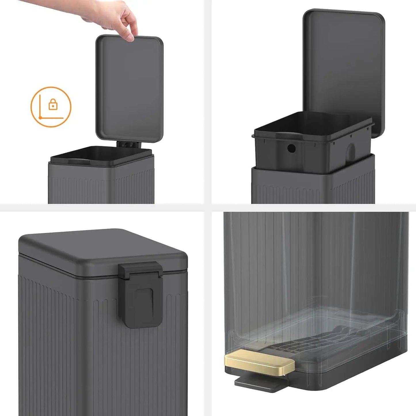 Stainless Steel Step Trash Can With Lid
