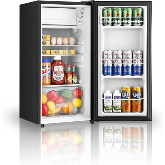 3.1 Cu.Ft Mini Fridge with Freezer, Single Door Mini Refrigerator, 5 Settings Temperature Adjustable, Compact Refrigerator for A