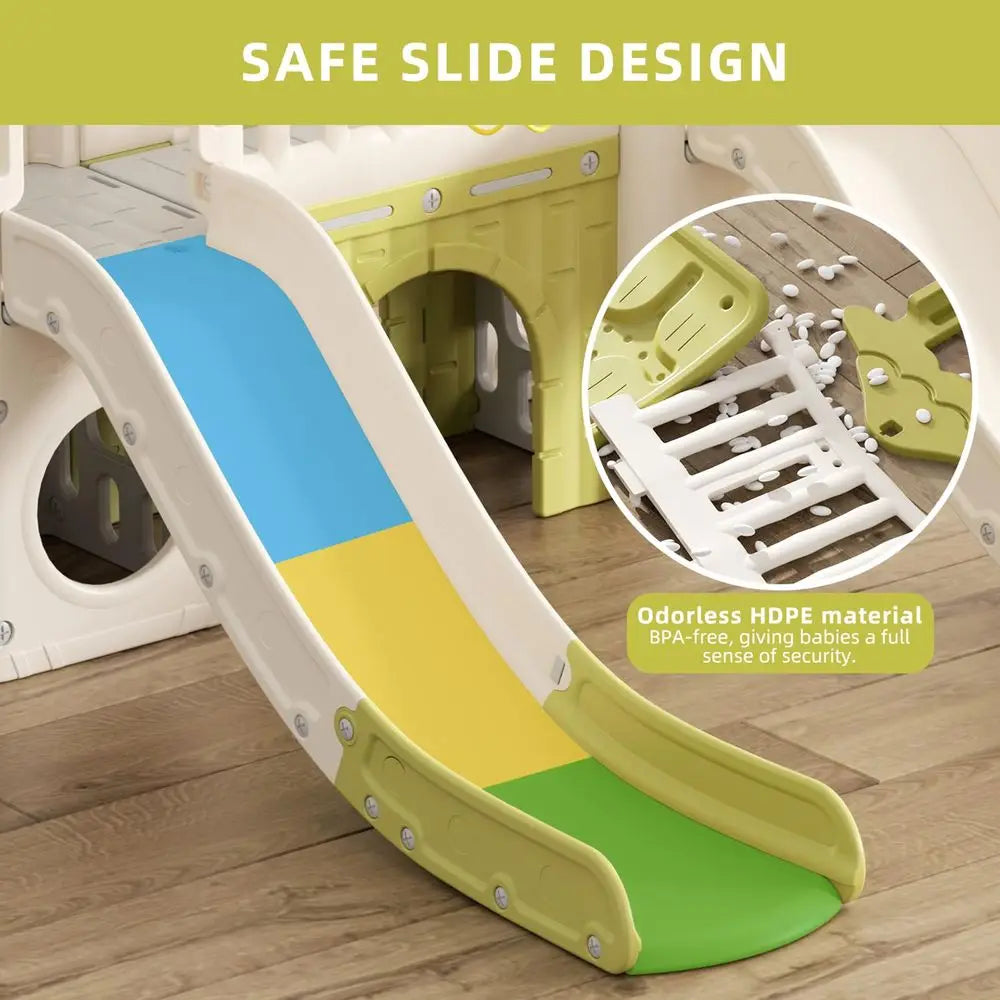 YTYIN Jungle 10-In-1 Toddler Slide Playset With Hoop