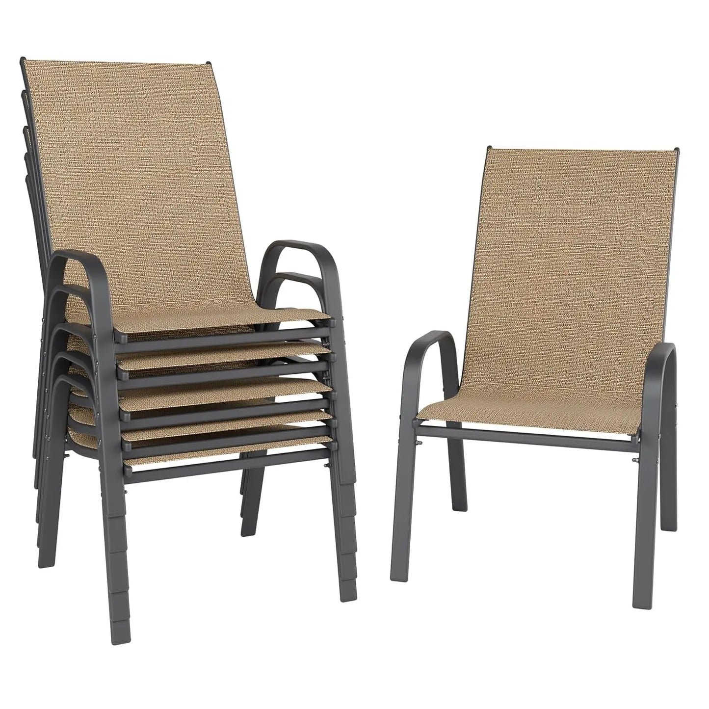 Frame Stackable Metal Patio Dining Chairs Set 6 All Weather