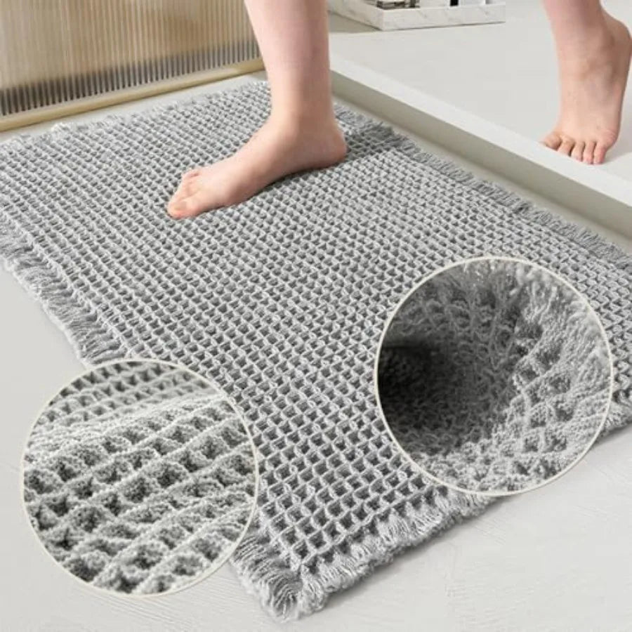 Washable Waffle Bathroom Rugs for Bath and Shower