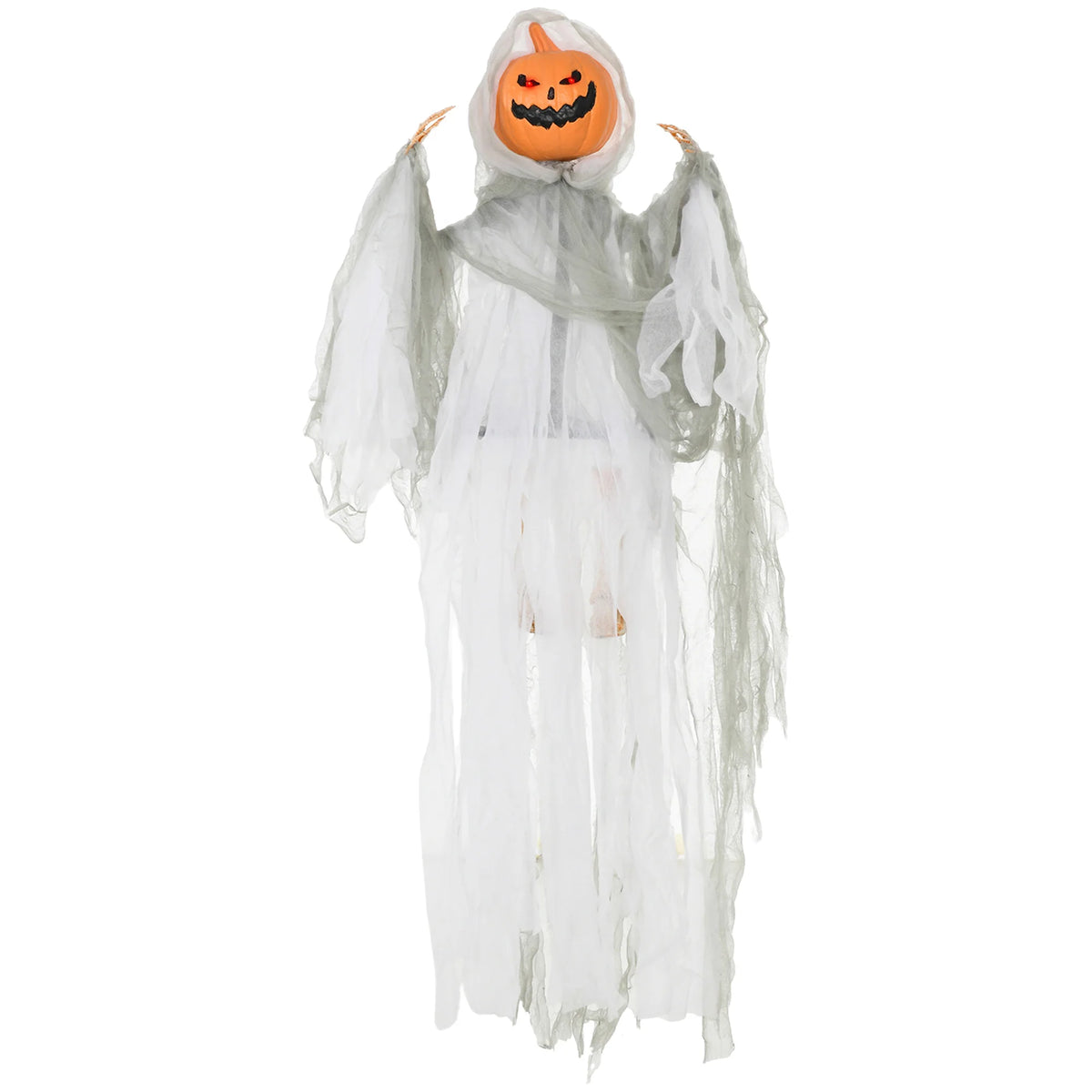 HOMCOM 3.9' Outdoor Hanging Halloween Decoration, Pumpkin Ghost, Sound Activated Prop with Light Up Eyes & Creepy Howling Sounds